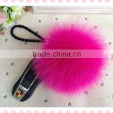 Wholesale cheap colorful fox fur pom keychain