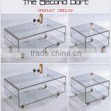 Wrought Industrial Style Glass Table Living Room Coffee Tables thumbnail-3