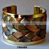 Indian Brass Trimetal Fashion Bangle Bracelet Weaved thumbnail-1