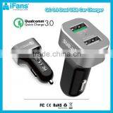 Factory Offer Quick Charge 3.0 Car Charger 2 Port 30W Aluminium Rohs CE thumbnail-1