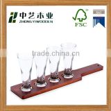 wholesale FSC&BSCI painted pine wooden beer wine glass tasting serving tray holder for bar