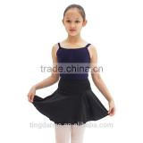 2015 new black pull on two layers spandex latin skirt