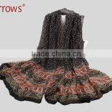 Large Fashion Girls Women Shawls and Stoles Scarf Wraps 100% Cotton Voile Hyacinthus Orientalis Pattern With Tassels Design thumbnail-5