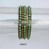 Brass and Resin Mosaic Bracelets in Green Colour thumbnail-1