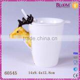 Home Drinkware White Custom Ceramic Mug With Lid thumbnail-3