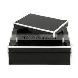 Glossy Black Lacquer Box With White Trim thumbnail-2