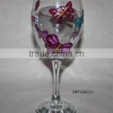 Fancy Hand Painted Wine Glass thumbnail-1