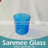 Spray Blue Color Tumbler Glass Candleholder