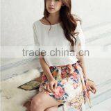 Woman Dress Women's Charming Summer Crewneck Chiffon Short Sleeve Floral Casual Girls' Dress Baby Dress thumbnail-1