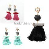 Bohemian Jewelry Big Ball Gems With Tassel Dangle Earrings thumbnail-2