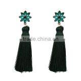 Bohemian Jewelry Rhinestone Gems With Long Colorful Tassel Charms Earrings for Women thumbnail-4