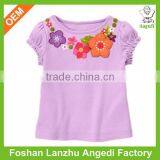 OEM Eco-friendly Soft Kids Organic Cotton t Shirt With Ruffle/cap Sleeve and Water Base Printing thumbnail-1