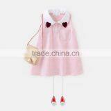 Peter Pan Heart Banner Kids Frock Designs Solid Pink Dress One Chest Pocket Sleeveless Dress thumbnail-1