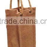 Eco-Friendly Single Wine Bottle Jute Bag - Made From Organic Jute, Features Rope Handles and Comes With Your Logo. thumbnail-3