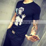 Wholesale Customised Print Design Black Cotton T-shirt For Men,Plain Mens T Shirt thumbnail-2