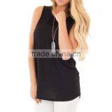 Cotton Tank Top Backless Short Front Long Back Hollow Plain Dyed Solid Sold By PC thumbnail-2