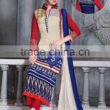 Blue and Cream Color With Embroidery Work Blooming Grace Designer Semi Stitch Salwa Kameez thumbnail-1
