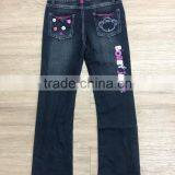 Girls Cute Printed Denim Pant,denim Pant Decorated With Fancy Button and Plaid #9R5833 thumbnail-2