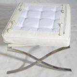 White Barcelona Chair and Ottoman With Italian Leather Barcelona Chair and Ottoman thumbnail-2
