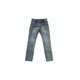 White Wash Jeans 100% Cotton Dark Blue Denim Straight Leg Low Waist thumbnail-1