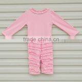 Hot Sale Pure Pink Ruffle Baby Winter Flower Romper Boutique Outfits Long Sleeve Fall Soft Baby Cotton Romper Wholesale thumbnail-6