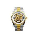 Stainless Steel Automatic Mechanical Watch Skeleton Dial , Men S Watch