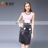 Fashion Wommen Clothes Pleated Cartoon Printed Sleeveless Round Neck Dress thumbnail-1