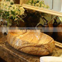 Luxury Handmade Oval Shaped Marble Bathroom Wash Basin for Decoration
