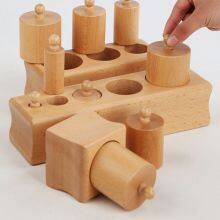Knobbed Cylinder Montessori, Montessori Cylinders With Knobs Socket Montessori Materials Educational Toys (Set of Four) thumbnail-4