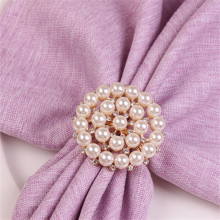 Factory Custom Rhinestone Gold Silver Napkin Ring With White Pearl Decoration thumbnail-2