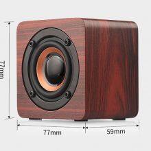 Mini Bamboo Wooden Speaker Square Wireless Rechargeable bt Bluetooth Speaker Smart Phone Compatible Stereo Speaker thumbnail-6