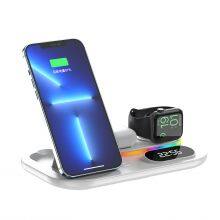 Foldable 4 in 1 Fast Wireless Charger 20W LED Digital Clock Atmosphere Light Multifunction Integrated With Lamp Trending Product thumbnail-2
