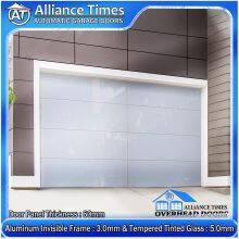 Durable Frameless Aluminum Flush Tinted Tempered Glass Sectional Garage Doors thumbnail-3