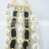 FASHION CORD WRAPPED MULTI ROW PEARL NECKLACE thumbnail-3