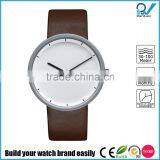 Wrist Watch in 18/10 Stainless Steel Mat With Leather Strap Brown Watch Oem thumbnail-1
