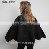 PY-140 PUNK Unique Bat Profile Shape Stand Collar Metal Feel Cloak Trench Coat thumbnail-3