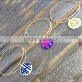 Extendible Wire Bangle Bracelet With Acrylic Disc for Monogram thumbnail-1