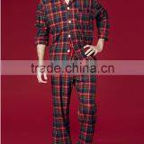 Wholesale Soft Tartan Red Flannel Men's Classic Pajama Set