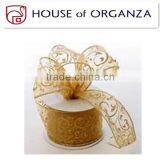 2014 High Quality Gold Organza Chrismas Ribbon for Chrismas thumbnail-1
