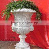 Marble Granite Stone Flower Pot for Hotel Garden Restaurant Hand Carved Sculpture