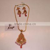 Designer Exclusive Indian Costume Fashion Imitation Jewellery ~ Artificial Gold Kundan Polki Bridal necklace Pendant Set
