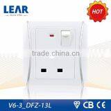 British Standard V6-3 Range 13A Wall Switch Socket
