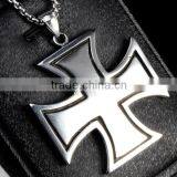 Men's Fashion Gift Crucifix White Tone Stainless Steel Medal Cross Pendant thumbnail-3