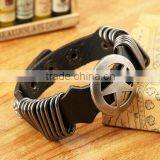 Antique Star Charming Double Layers Brown Leather Wrap Bracelet thumbnail-1