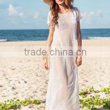 Dresses Latest Women Girl Design Fashion Photos White Pom-pom Decorated Short Sleeve Long Dress thumbnail-5