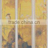Water Lily With Birds Bamboo Folding Screen