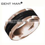 Rose gold Carbon Fiber Inlay Men's Tungsten Carbide Ring Wedding Band Ring