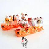 Golden Fish Base Ceramic Lucky Cat for Car Decoration Colors to Choose Fortune Cat thumbnail-4