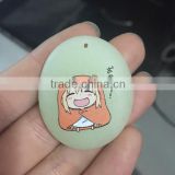 Fashion glow in the dark stone pendant necklace printed OEM lovely cartoon pictures or letter words