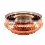 Steel Copper Serving Mughlai Handi 525 ML - Serving Dish Curry Home Hotel Restaurant Tableware